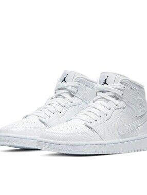Nike Air Jordan Mid White Snakeskin Sneakers